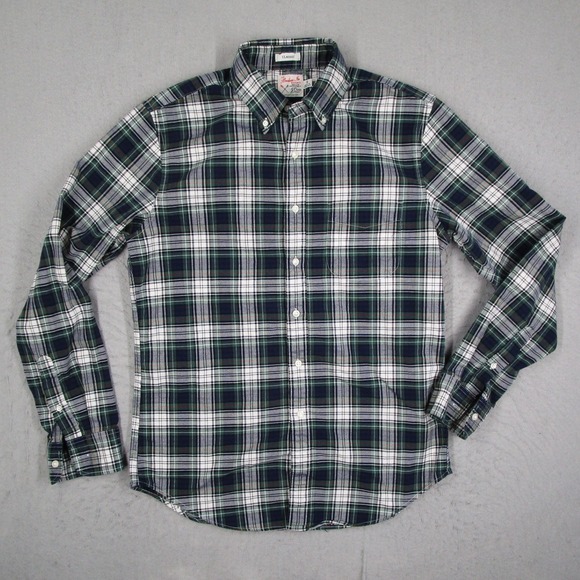 J.Crew Other - J.Crew Mens Broken-In Oxford Shirt Green Navy Plaid Organic Cotton BE996 Oars
